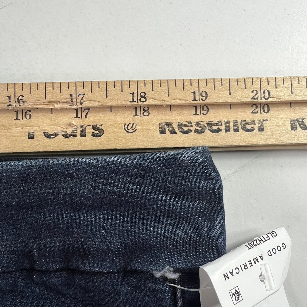 Good American Jean Women 38x33* Good Legs Flare High Rise Dark Blue Denim Tag 18 - Picture 16 of 16